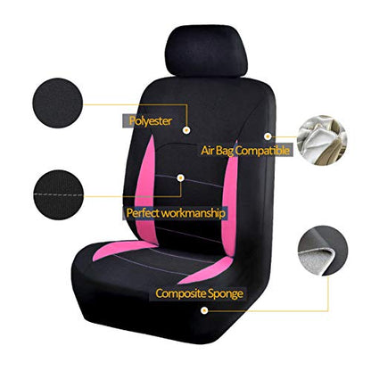 Flying Banner Car Seat Covers Front Seats Rear Bench Polyester car seat Protectors Easy installations Rear Bench Split Classic Man Lady Truck - color: Black Pink