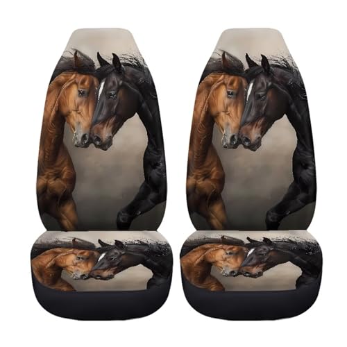 Bulopur Horse Print Car Seat Covers Front Seats Only Soft Cozy Auto Front Seat Covers Set Elastic Automotive Driver Seats Cover for SUV Pick-up Truck Sedan - color: Horse Print