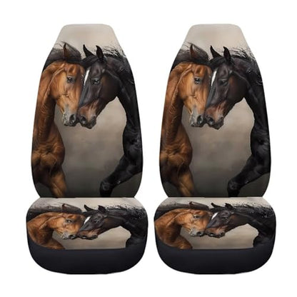 Bulopur Horse Print Car Seat Covers Front Seats Only Soft Cozy Auto Front Seat Covers Set Elastic Automotive Driver Seats Cover for SUV Pick-up Truck Sedan - color: Horse Print