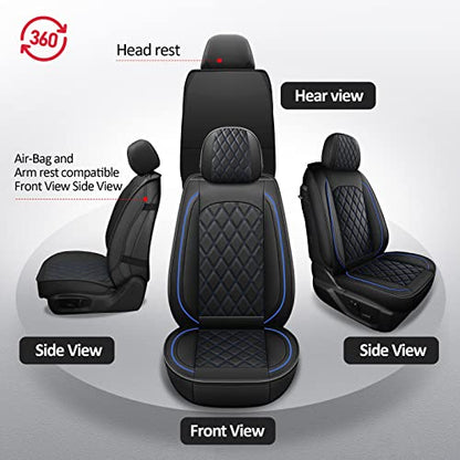 MIROZO Dodge Ram Seat Covers Full Set –Waterproof Truck Seat Covers Leather Car Seat Protector Fits 2009-2026 Ram 1500/2500/3500 Crew Quad Regular Cab Pickup with Split Flat Bench 40/60,Black and Blue - color: Black and Blue, size: Full Set（Flat Back)