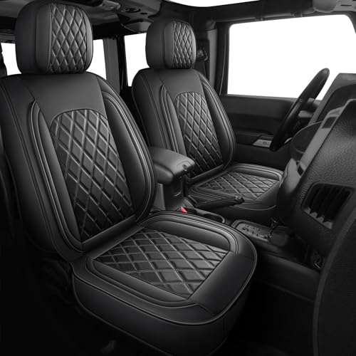 Wrangler JL Seat Covers 4 Door,Faux Leather Car Seat Cover Full Set Custom Fits for Wrangler JL 4 Door 2018-2026,Waterproof Seat Covers Truck Seat Cover (Black,Full Set) - color: Black, size: JL Full Set