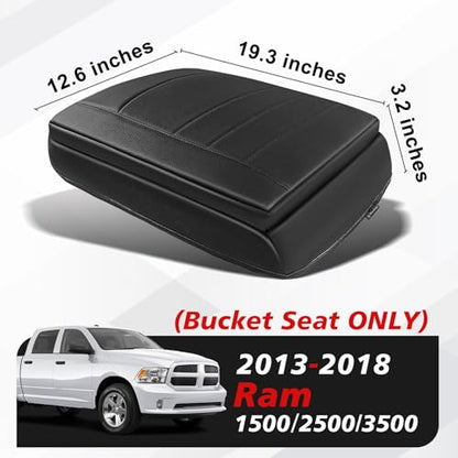 Center Console Armrest Cover Fit for Dodge Ram1500/2500/3500 2013-2018 Accessories, Comfort Armrest Pad Console Lid Cushion Vegan Leather 1-Inch Extra Thick(Bucket Seat ONLY) - size: 3) 13-18 |Ram1500/2500/3500| Bucket Seat, +Thick