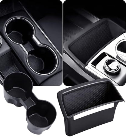 Cup Holder Insert & Wireless Charging Protective Mat for Chevrolet Equinox 2026 2025(Not for EV) Interior Accessories Cup Holders & Wireless Charger Cover Pad for Chevy Equinox 2025-2026, Black - style: Fits for 2025-2026 Equinox (Not for EV)