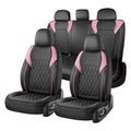 Coverado Seat Covers, Car Seat Covers Full Set, Car Seat Cover, Car Seat Covers Front Seats and Back, Waterproof Car Seat Cushion, Faux Leather Car Seat Protector Universal Fit Most Cars, Black&Pink - color: Black&Pink, size: FullSet