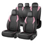 Coverado Seat Covers, Car Seat Covers Full Set, Car Seat Cover, Car Seat Covers Front Seats and Back, Waterproof Car Seat Cushion, Faux Leather Car Seat Protector Universal Fit Most Cars, Black&Pink - color: Black&Pink, size: FullSet