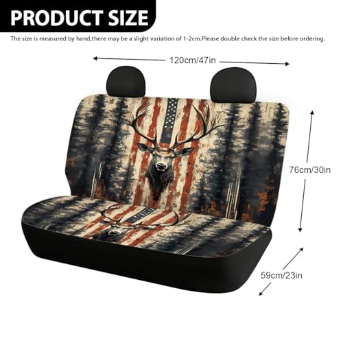 AFPANQZ Universal Car Back Seat Covers - American Flag Deer Design, 2 Pack, Rear Seat Protection Cushion Covers - color: American Flag Deer