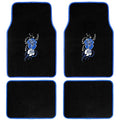 Blue Hawaiian Flower Design Carpet Car Floor Mats for Auto Van Truck SUV 4pc Front & Rear Full Set with Anti-Slip Rubber Backing Universal Fit - color: Hawaiian Flower Blue