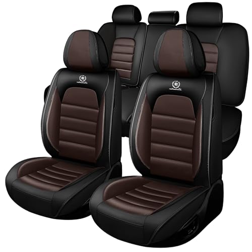 Full Set for Volkswagen Taos Seat Covers 2022-2026, Waterproof Nappa Leather Car Seat Protector, Anti-Slip & Comfortable Car seat Cover(Standard 5 Seats Black&Coffee) - color: Black&Coffee, size: Standard 5 Seats