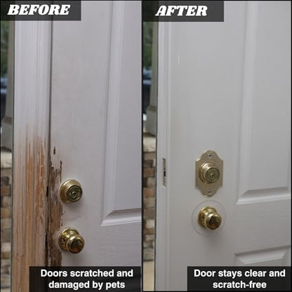 CLAWGUARD Heavy Duty Door Scratch Shield – 20x44 in. Door Scratch Protector Dog & Cat – Clear Wall, Frame & Furniture Cat Scratch Protectors