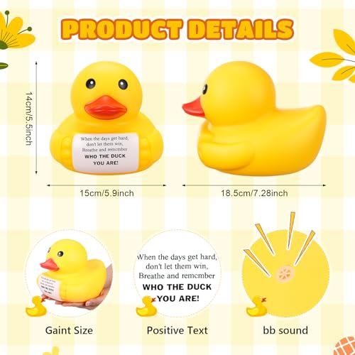 Civaner 7 Inch Emotional Giant Rubber Duck with Positive Message Thank You Gifts Motivational Rubber Duck Gift for Desk, Office, Home Decor Graduation(Remember Who You are) - style: Remember Who You Are