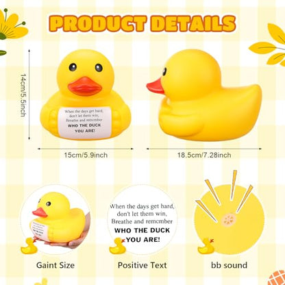 Civaner 7 Inch Emotional Giant Rubber Duck with Positive Message Thank You Gifts Motivational Rubber Duck Gift for Desk, Office, Home Decor Graduation(Remember Who You are) - style: Remember Who You Are