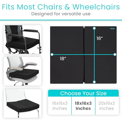 Vive Orthopedic Seat Cushion - Folding Wheelchair Cushion - for Stadium, Car, Office Chair Seat - Portable Coccyx Pad for Comfort Support Pillow for Sciatica, Lower Back, Tailbone Pain Relief