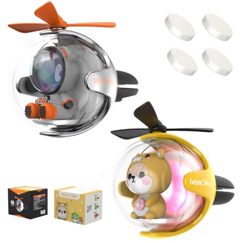2 Pcs Pilot Car Air Freshener, Cute Dog Car Vent Clip Air Freshener Automotive Air Outlet Fan Diffuser, Automotive Interiors Vent Decoration (Silver+Yellow) - color: Silver+Yellow