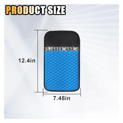 Bling Leather Car Armrest Seat Box Cover, Car Console Armrest Cover with Crystal Rhinestones, Anti-Scratch Waterproof Auto Center Console Protector Cushion Pad for Car SUV Truck (Blue) - color: Blue