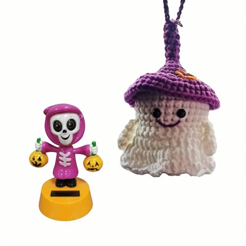 Quirky Bat Car Hanging Charm and Solar Powered Fashionable Car Decorative - Handcrafted Halloween Ghost Face Decoration, Perfect for Halloween and Car Lovers (Type 6) - size: type 6