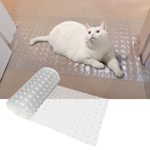 Carpet Protector for cat Dog Anti Scratch Under Door Cat Scratch Protector Mat from Scratching Easy to Cut Non Slip Plastic Carpet Scratch Stopper Cat Scratch Guard Carpet 3.6FT(Clear, 1pcs) - size: 1pcs