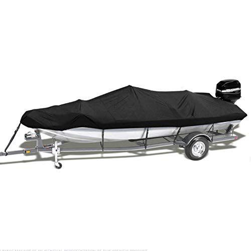 NEVERLAND Trailerable Boat Cover Waterproof Heavy Duty Marine Grade Polyester Canvas Fits V Shape/V-Hull and Tri-Hull Runabouts, Pro-STYL, Bass Boats (Boat Length 17-19ft, Beam Width up to 102",Black) - color: Black, size: C: 17'-19' Long, Beam width up t