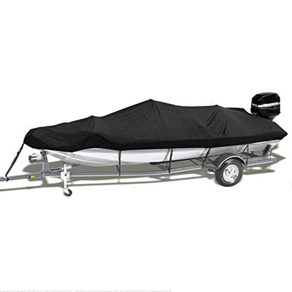NEVERLAND Trailerable Boat Cover Waterproof Heavy Duty Marine Grade Polyester Canvas Fits V Shape/V-Hull and Tri-Hull Runabouts, Pro-STYL, Bass Boats (Boat Length 17-19ft, Beam Width up to 102",Black) - color: Black, size: C: 17'-19' Long, Beam width up t