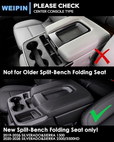 for Center Console Organizer Tray Coin Box Non-Dropping Design Compatible with 2019-2026 Silverado&Sierra 1500& 2020-2026 Silverado&Sierra 2500HD 3500HD (Split-Bench Folding Seat) ABS Materials - color: Silverado&Sierra 20-26 Organizer