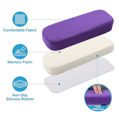 Smiry Ergonomic Office Chair Armrest Pads, Memory Foam Arm Rest Covers, Non-Slip Armrest Cushion with Adjustable Buckles and Straps, Elbow Relief for Desk, Gaming & Wheelchair (Purple, Set of 2) - color: Purple
