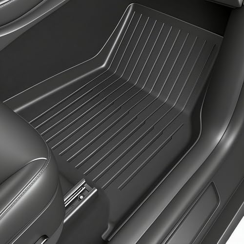 SUPER LINER 2021-2023 Tesla Model 3 Floor Mats | 6-Piece Set Extra-Thick TPE All-Weather Floor & Cargo Liners | Pet & Child-Friendly Custom Fit Interior Accessories - size: 2021-2023 Tesla Model 3 (6-Piece Set)