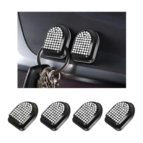 4 PCS Bling Car Mini Hooks, Cute Rhinestone Adhesive Back Seat Auto Hangers, Multifunctional Crystal Hanging Storage Hook for Vehicle Dashboard Wall Hat Coat Towel Key (White) - color: White