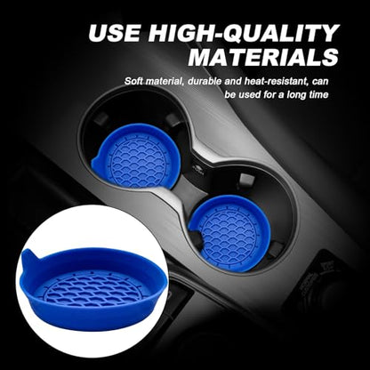 4-Pack Universal Cup Holder Coasters, Black Silicone Inserts - Keep Your Car Clean with Non-Slip & Spill-Proof Coasters for All Vehicles (Blue) - color: Blue