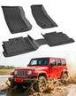 Car Floor Mats for Jeep Wrangler JK Unlimited: 2007–2018 4-Door (NOT for JL/2-Door or 4x4), Custom Fit for Unilmited Sahara Rubicon All-Weather Anti-Slip Floor Liners, 1st & 2nd Row