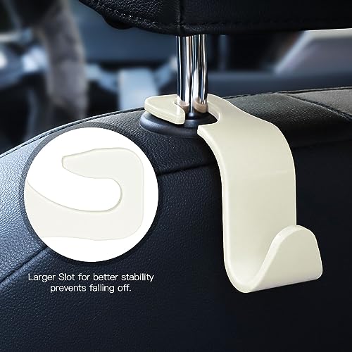 Soleebee 4 Pack Car Headrest Hook Universal Car Seat Hook Auto Hook Car Back Seat Hangers Storage Organizer (White) - color: White