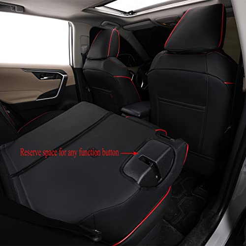 EKR Car Seat Covers for Select Mazda CX-5 Grand (Touring,Touring Reserve) ,Carbon Edition,Carbon Edition Turbo,Signature 2017 2018 2019 2020 2021 2022 - Leatherette (Black with Red Piping) - color: Leather (Black with Red Piping), size: 2017-2025 CX-5 Rea