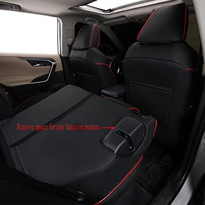 EKR Car Seat Covers for Select Mazda CX-5 Grand (Touring,Touring Reserve) ,Carbon Edition,Carbon Edition Turbo,Signature 2017 2018 2019 2020 2021 2022 - Leatherette (Black with Red Piping) - color: Leather (Black with Red Piping), size: 2017-2025 CX-5 Rea
