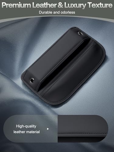 Premium Leather Car Seat Gap Filler Organizer (0.2”-1.2" Gaps), Clever Gifts for Car SUV Truck Owners (Black, 1 Pack) - color: 01 Black, 1 Pack