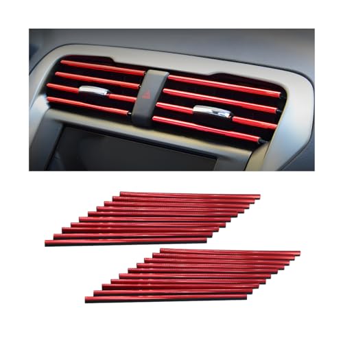 Car Air Conditioner Decoration Strip, 20PCS Flexible Bendable Air Vent Outlet Trim, Automotive Interior Moulding Decorative Accessories, Compatible with Most Vehicle (Red) - color: Red