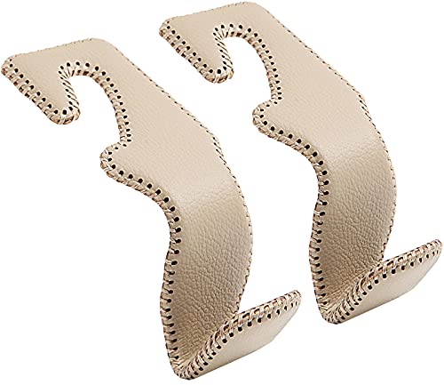 Car Purse Hook, Back Seat Headrest Genuine Leather Hangers Durable Vehicle Organizer Accessory for Hanging Grocery Bags, 2 Pack, Beige - color: Style A - Beige 2 Pack