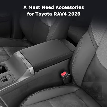 LUWU 2026 RAV 4 Center Console Cover Compatible with 2026 RAV 4 LE/XLE/Limited/Adventure/TRD Off-Road Accessories RAV 4 Armrest Cover Armrest Console Cover w/Storage Bag PU Leather Material (Black) - color: RAV 4 2026 Armrest Cover w/Storage Bag
