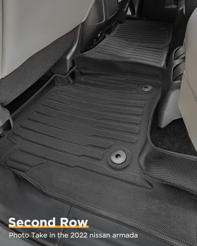 for Nissan Armada/Infiniti QX80 2019-2024 (7 Seats) Floor Mats Carpet Liner All Weather Protector TPE Anti-Slip Tech Mats for Nissan Armada/Infiniti QX80 2019 2020 2021 2022 2023 2024 Accessories