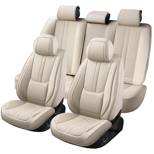 Car Seat Covers Full Set Fit for WRX 2015-2026, Automotive Luxury Faux Leather Seat Covers 5 Seats, Breathable Anti-Slip Seat Protectors with Lumbar Support (Beige,Full Set) - color: Beige, size: Fit for WRX