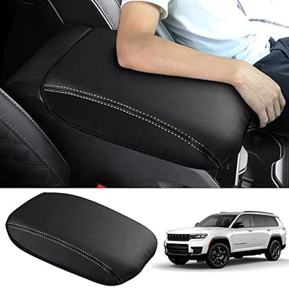 Autorder Center Console Armrest Cover for 2021-2025 2026 Jeep Grand Cherokee L Accessories Armrest Cover Anti-Scratch Middle Console Pad Leather Armrest Protector - size: 21-26 Grand Cherokee L Armrest Cover