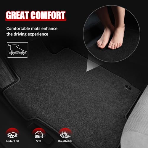 Floor Mats Compatible with 2013-2017 Honda Accord Sedan, Factory Fitment Carpet Front & Rear Black 4PC Nylon by IKON MOTORSPORTS, 2014 2015 2016