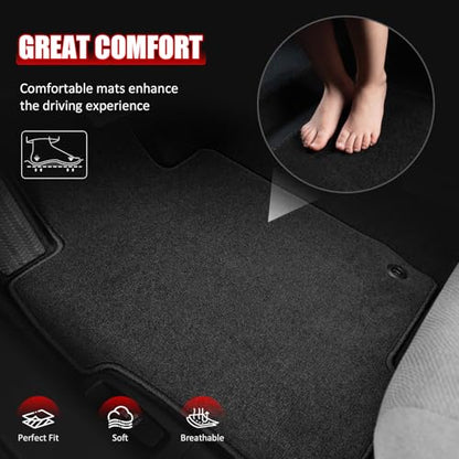 Floor Mats Compatible with 2013-2017 Honda Accord Sedan, Factory Fitment Carpet Front & Rear Black 4PC Nylon by IKON MOTORSPORTS, 2014 2015 2016