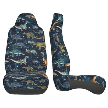 Dinosaur Pattern Front Seat Covers 2 Pack, Vehicle Seat Protector Car Mat Covers, Fit Most Bucket Seats - color: Dinosaur Pattern