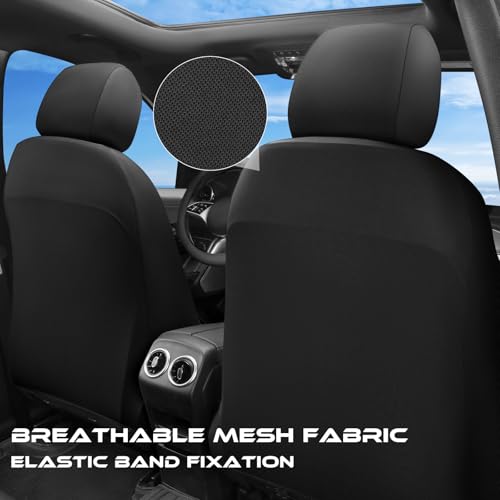 Breathable Seat Covers for Car,Front Seat Covers Airbag Compatible,Washable Seat Covers, Universal Fit for SUVs Sedans Trucks Vans Automotive,Airbag Compatible,2 Black