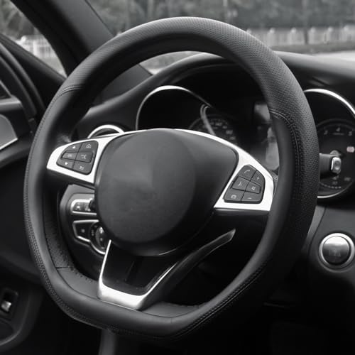 D Shaped Steering Wheel Cover, Flat Bottom Car Wheel Cover 14 1/2-15 inch (37-39 cm), Non-Folding Packaging, Microfiber Leather, Black - color: 3. Flat Bottom, size: D Shaped: Medium 14 1/2''-15''