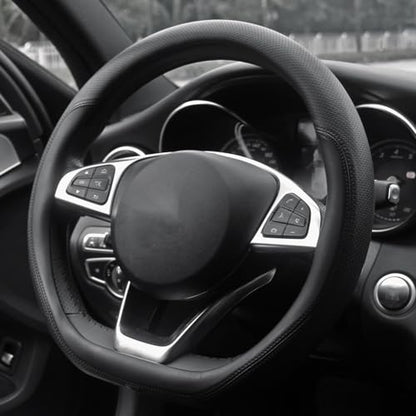 D Shaped Steering Wheel Cover, Flat Bottom Car Wheel Cover 14 1/2-15 inch (37-39 cm), Non-Folding Packaging, Microfiber Leather, Black - color: 3. Flat Bottom, size: D Shaped: Medium 14 1/2''-15''