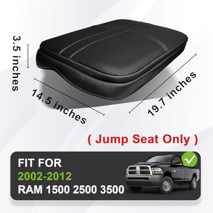 Center Console Armrest Cover Fit for Dodge Ram1500/2500/3500 2002-2012 Accessories, Comfort Armrest Pad Console Lid Cushion Vegan Leather 1-Inch Extra Thick(Jump Seat ONLY) - size: 3) 02-12 |Ram1500/2500/3500| Jump Seat, +Thick