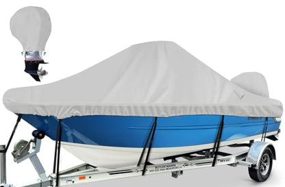 Waterproof Center Console Boat Cover 20-22ft, Heavy Duty 1300D Marine Grade Polyester Canvas 20’21 ft 22 Foot Boat Center Console Covers, Gray - color: Gray, size: 20'-22' Long (Beam Width up to 106")