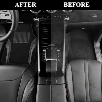 CAR PASS Premium Carbon Fiber Leather Car Seat Covers Full Set and Waterproof Car Floor Mats,Airbag Compatible,Automotive Interior Covers for Sedans,Trucks,Vans,SUV with Car Carpet Mats(Black) - color: Pure Black