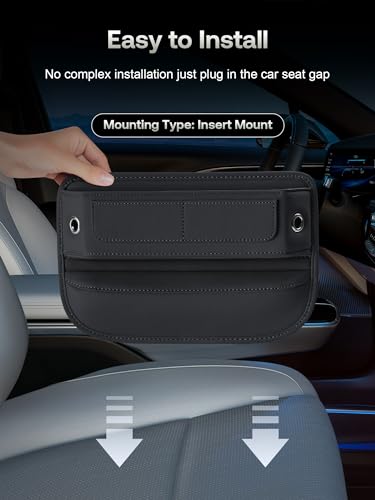 Universal Fit Premium Leather Car Seat Gap Filler Organizer, Center Console Organizer with Card Slots, Clever Gifts for Car SUV Truck Owners (Black, 2 Pack) - color: 02 Black, 2 Pack