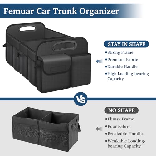 Car Trunk Organizer with Large Capacity Waterproof Car Accessories for Women & Men, Collapsible Trunk Organizer for Suv/Jeep/Sedan,Tools (Black, Standard)