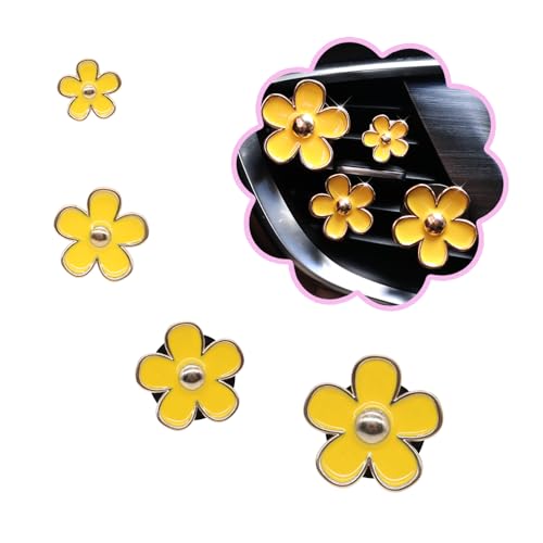 ORIESSE Flowers Air Vent Clips,Daisy Car Air Freshener,4pcs Yellow Flower Car Accessories for Women,Lavender Scent,Dashboard Decorations,Refillable Clips On Air Freshener - color: Yellow
